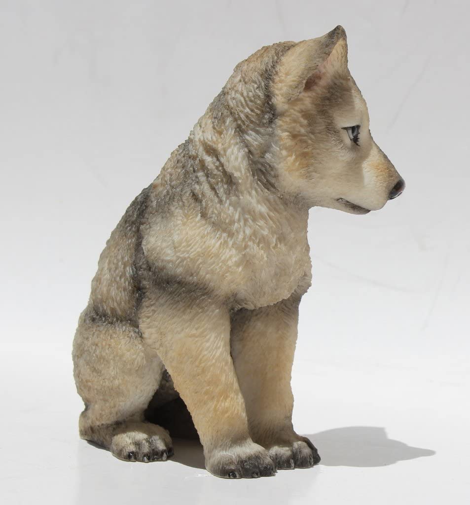 Wolf Cub Sitting Decorative Statue