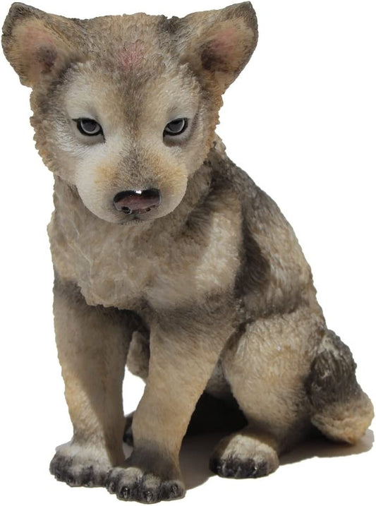 Wolf Cub Sitting Decorative Statue