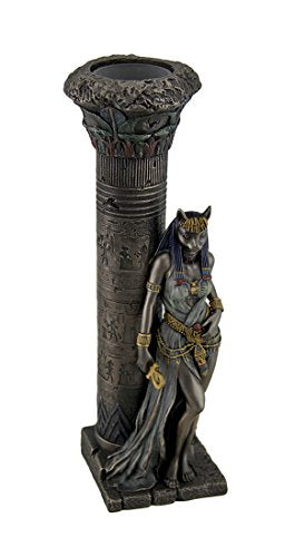 Egyptian Goddess Bastet Leaning On A Pillar