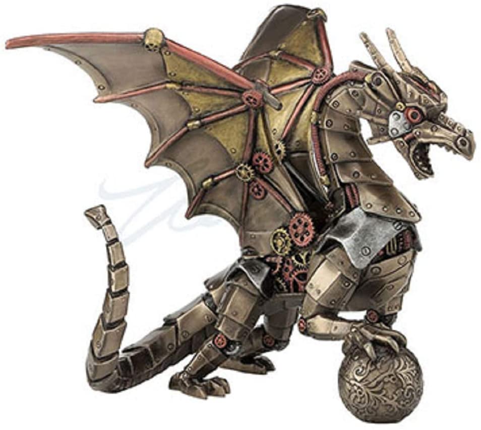 Steampunk Dragon Sitting And Holding Sphere
