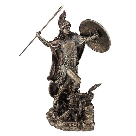 Athena Throwing Javelin With Owl Of Wisdom