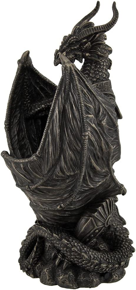 Stunning Cold Cast Bronze Armoured Dragon Led Night Light Statue