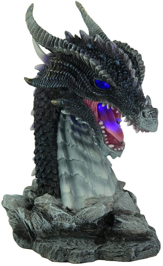 Horned Obsidian Dragon Bust (Led)