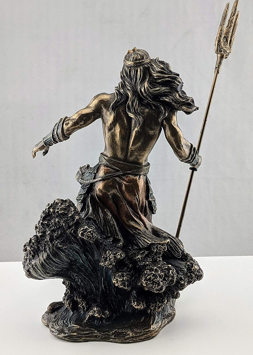 Cold Cast Bronze Poseidon Greek God Of The Sea Waves Sculpture Home Decor