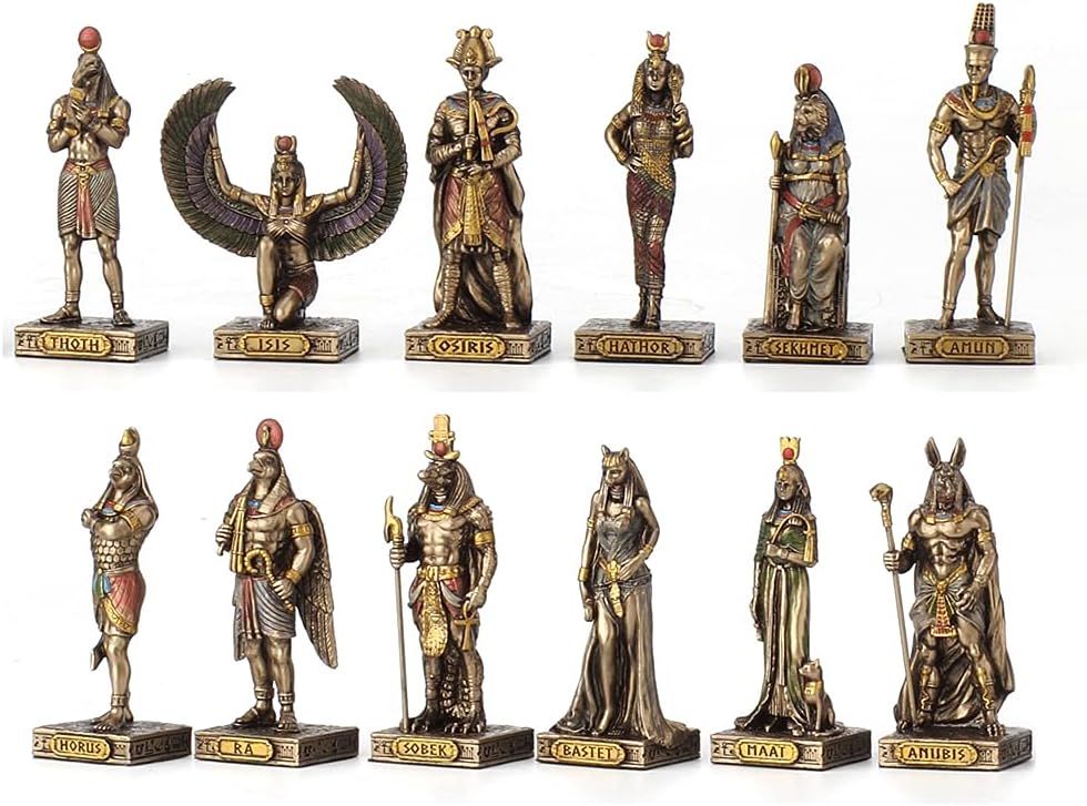 Bronze Polystone Egyptian Gods Set Figurines