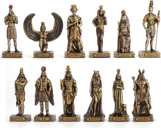 Bronze Polystone Egyptian Gods Set Figurines