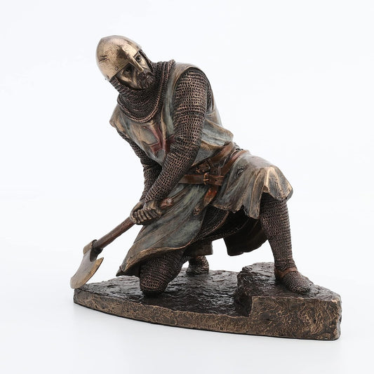 Half Kneeling Knights Templar Wielding Battle Axe