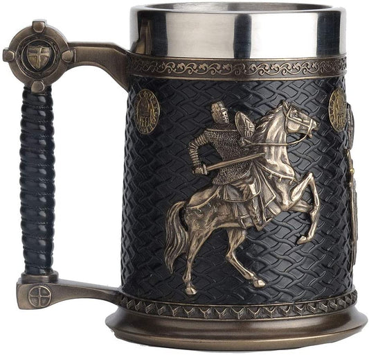 Bronze Stainless Steel Tumbler Cursader And Saladin Teamplar Sigil Beer Stein