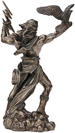 Greek God Zeus Holding Thunderbolt With Eagle