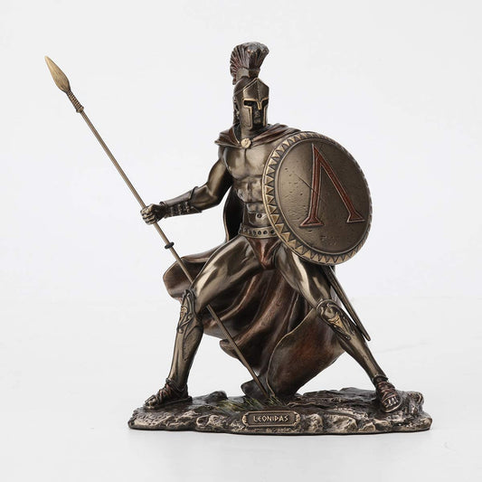 Spartan King Leonidas Holding Spear And Shield Cold Cast Bronze