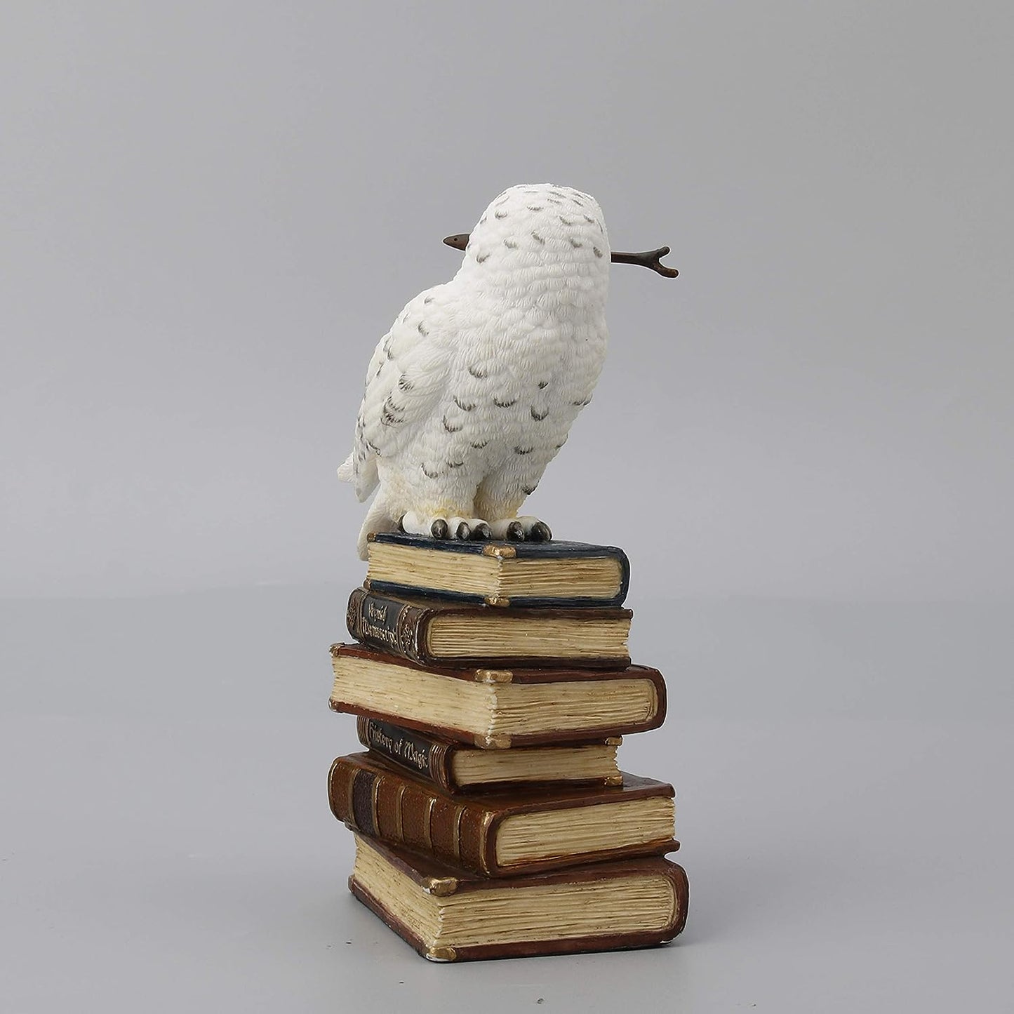 Magic Wand Snowy Owl On Book Stack Statue