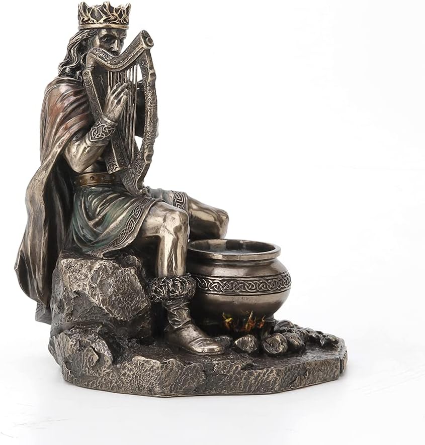 Statuetta Divinità Celtica Dagda In Bronzo - 18.5 Cm, Resina Dipinta A Mano, Per Collezionisti E Appassionati