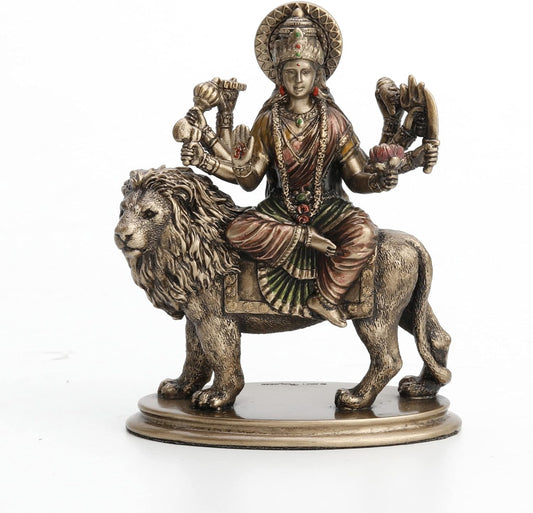 Hindu Goddess Durga Riding On Lion