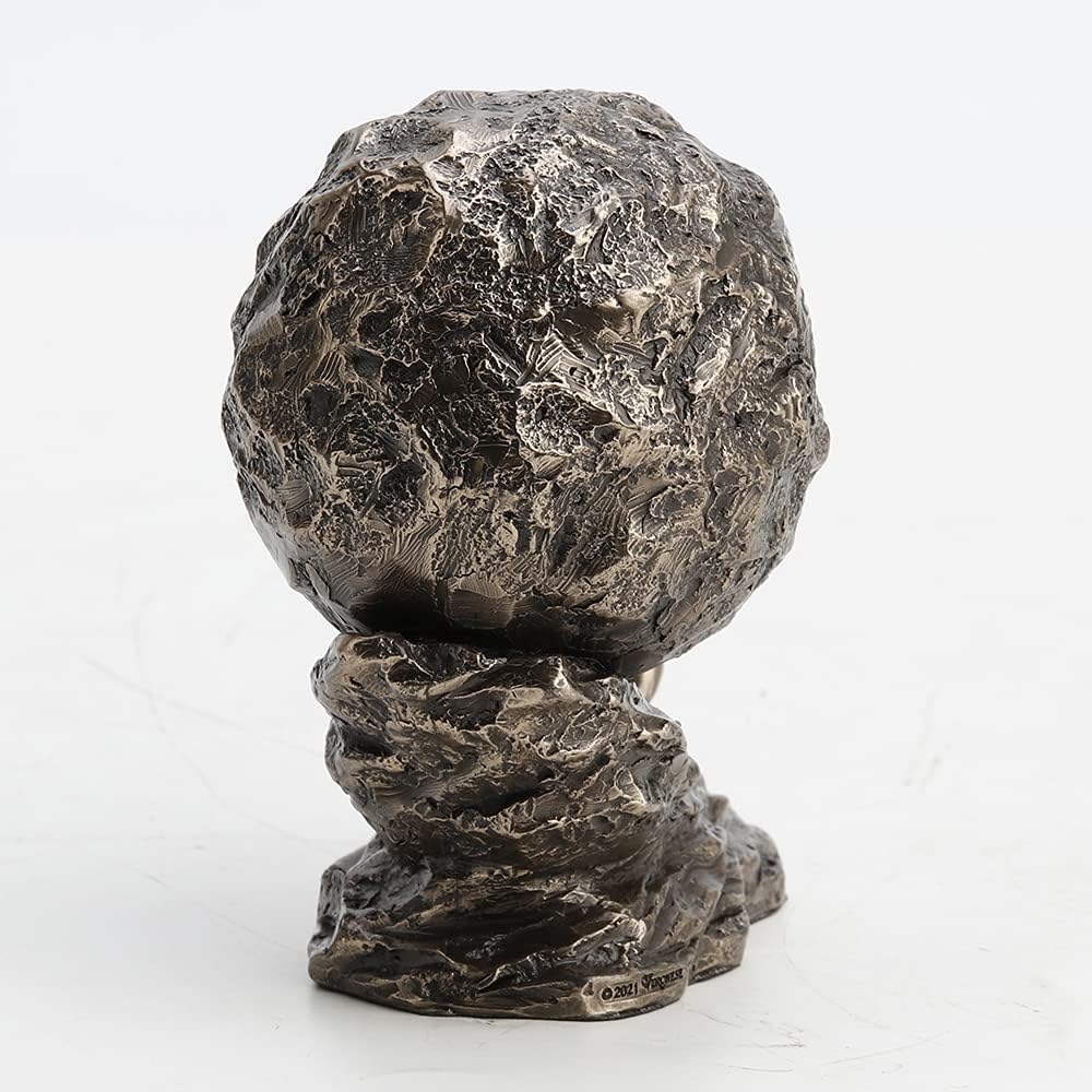 Tall Sisyphus Rolling The Boulder Cold Cast Bronzed Resin Greek Roman Sculpture