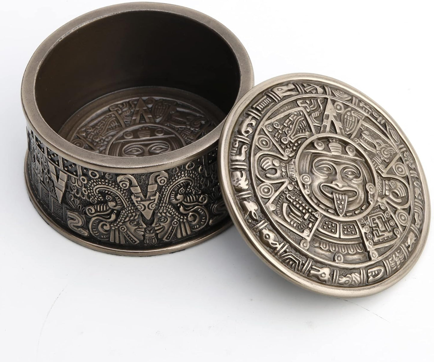 Aztec Sun Stone Round Trinket Box