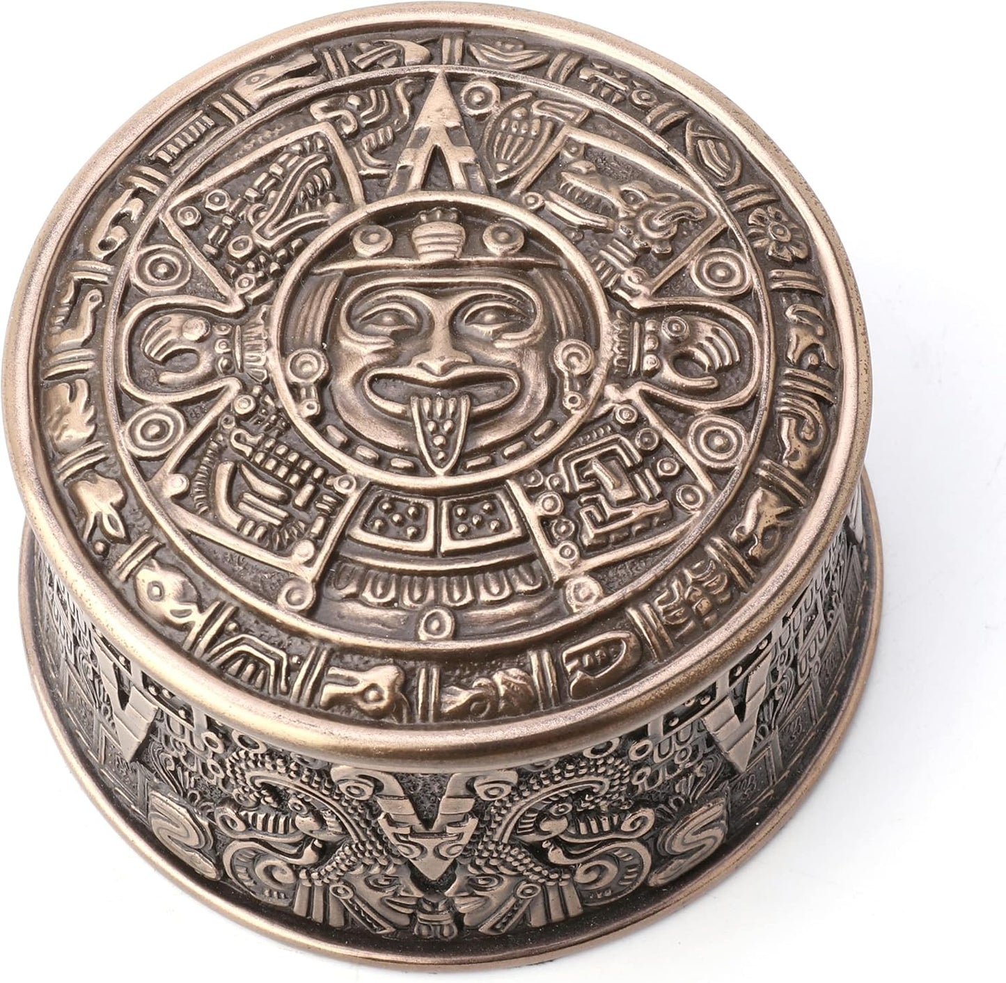 Aztec Sun Stone Round Trinket Box