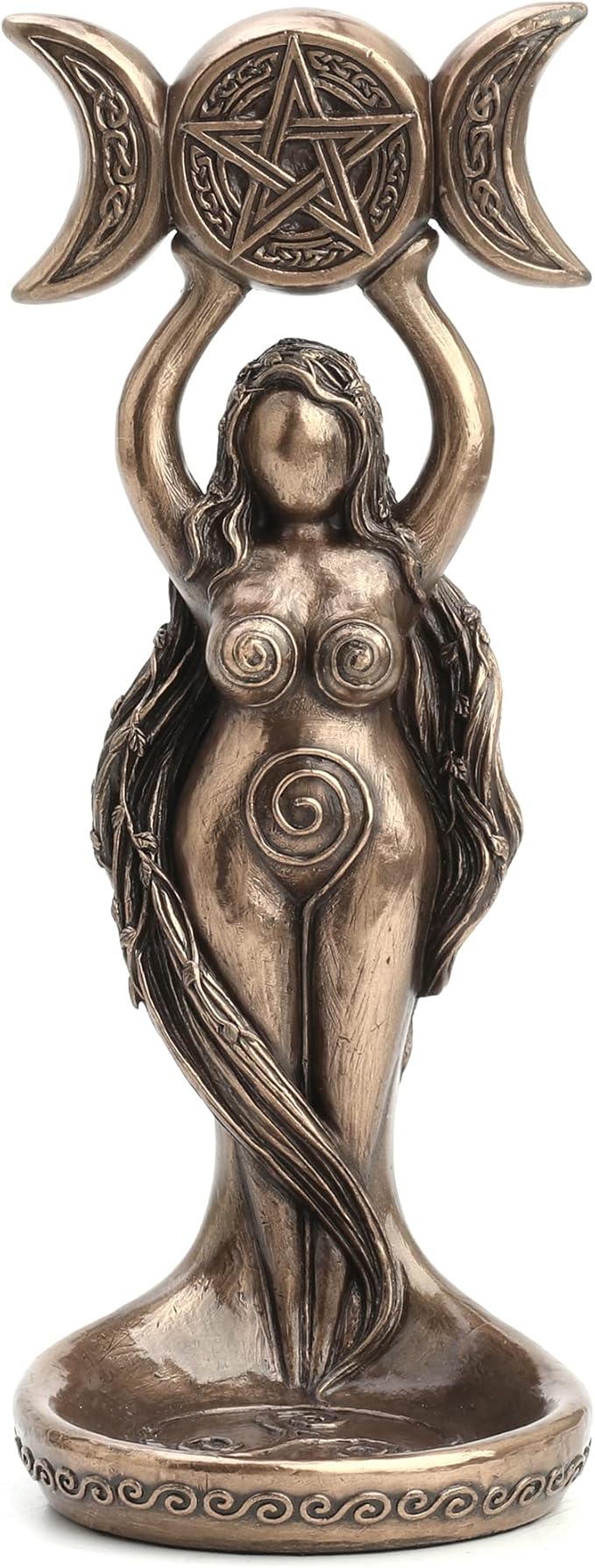 Triple Moon Hecate Spiral Goddess Wiccan Candle Holder Stand