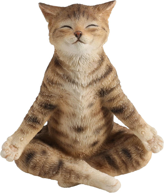 Brown Tabby Yoga Cat Lotus Pose