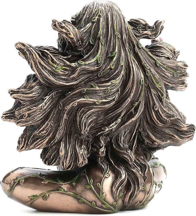 Sitting Pregnant Mother Gaia With Butterflies Bronze Finish Sculpture