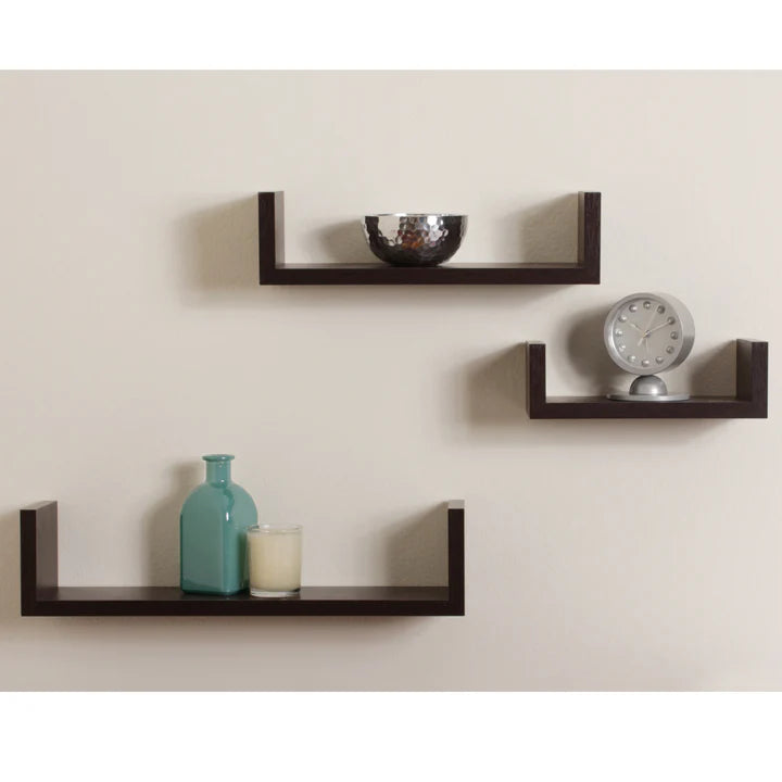Floating 'U' Laminated Veneer Shelves (Set of 3)