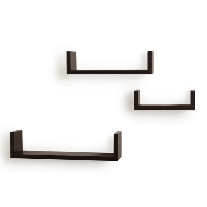 Floating 'U' Laminated Veneer Shelves (Set of 3)
