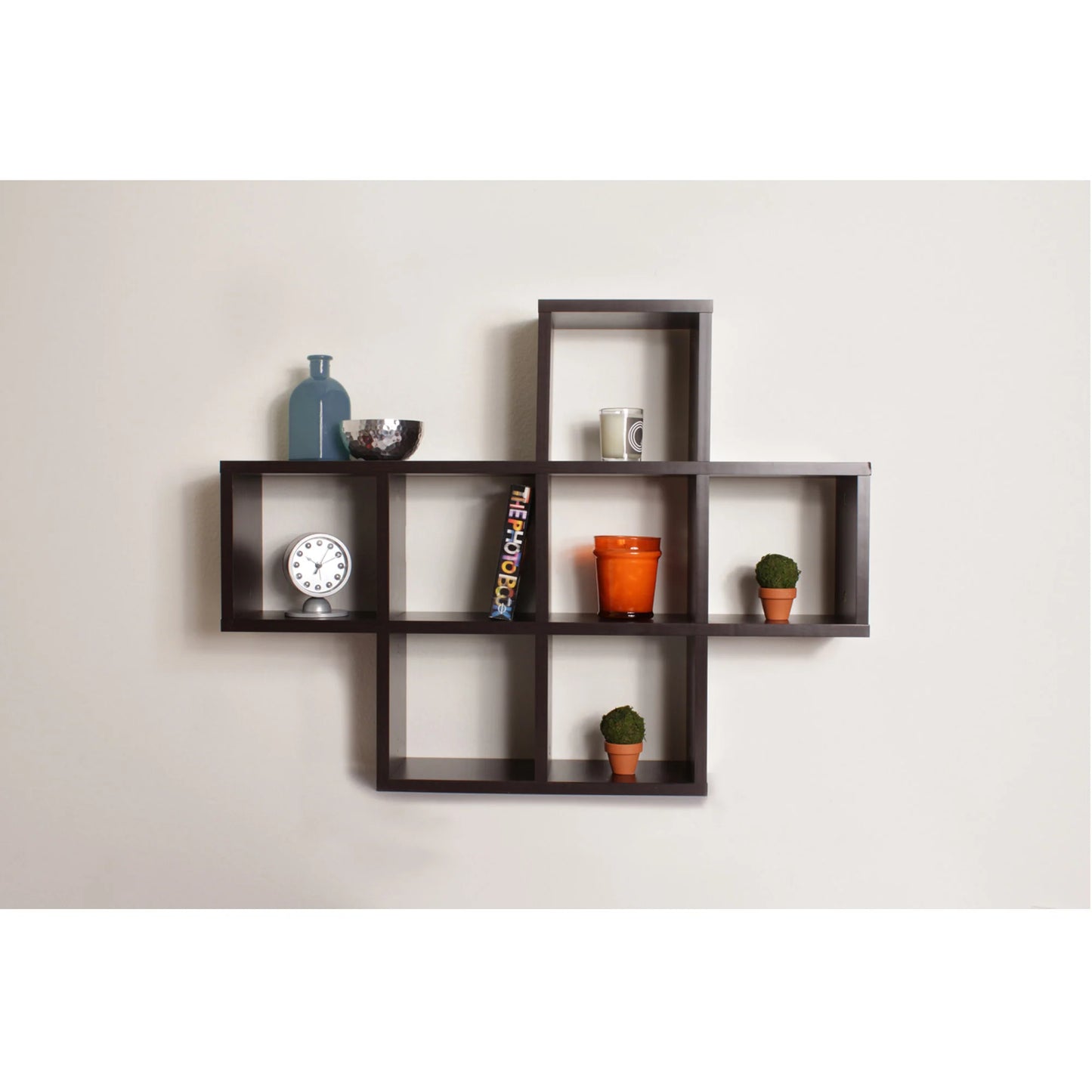 Cubby Laminated Walnut Veneer Shelving Unit
