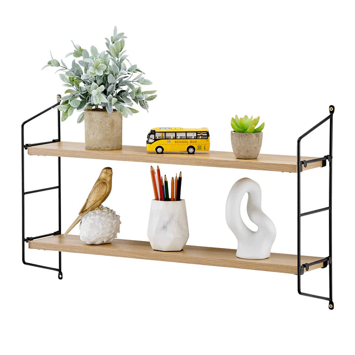 Severini Floating Bracket Farmhouse Two-Tier Wall Shelf