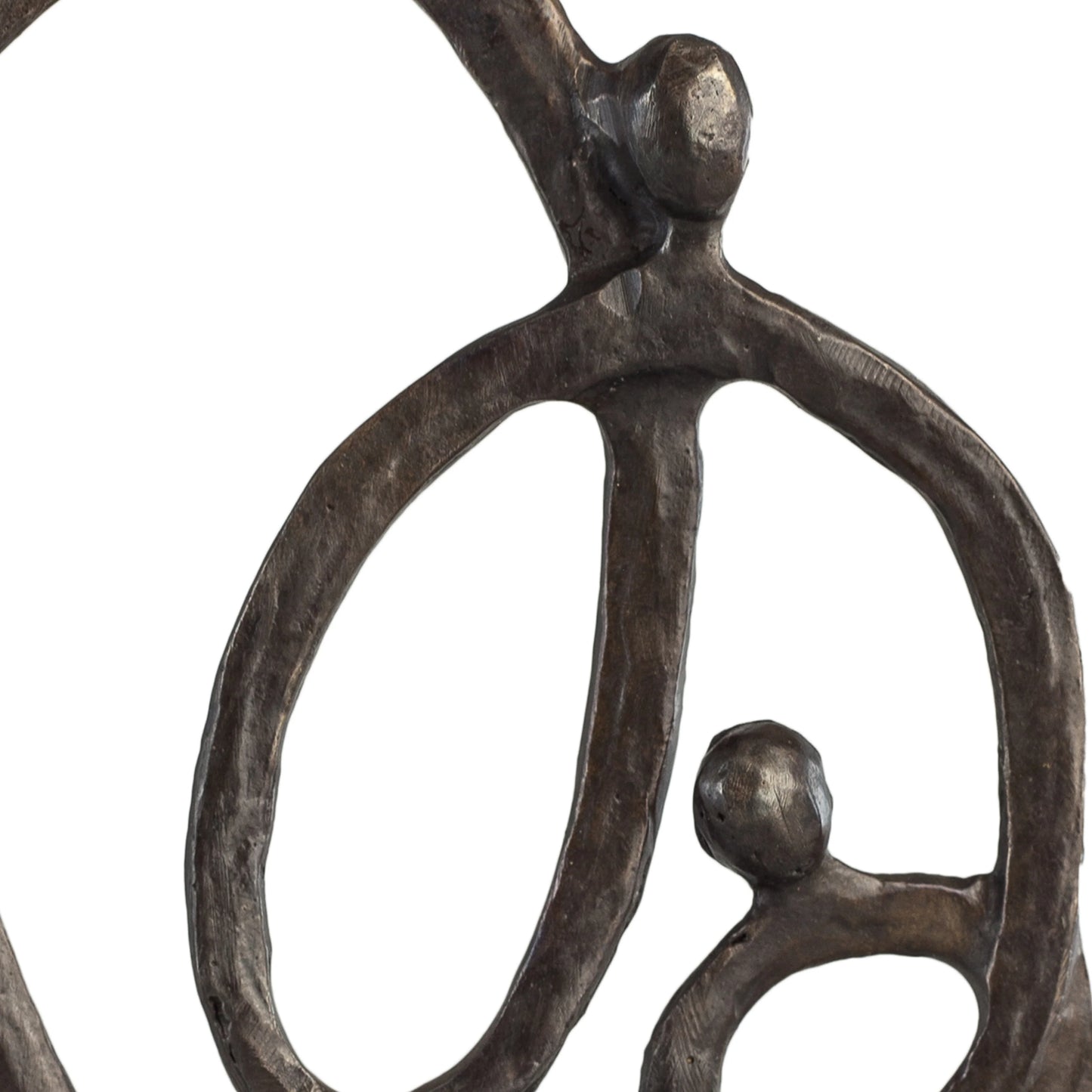 Family Of 3 Heart Ring Of Love Bronze Sculpture