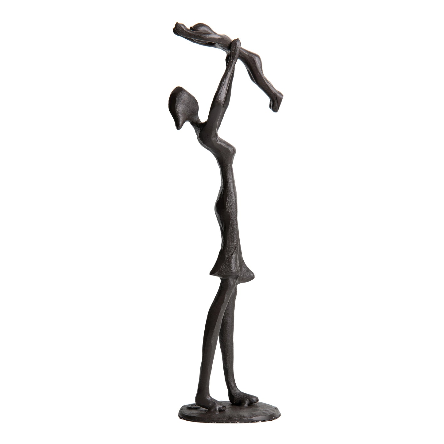 Proud Parent Holding Child Up Contemporary Iron Sculpture Statue