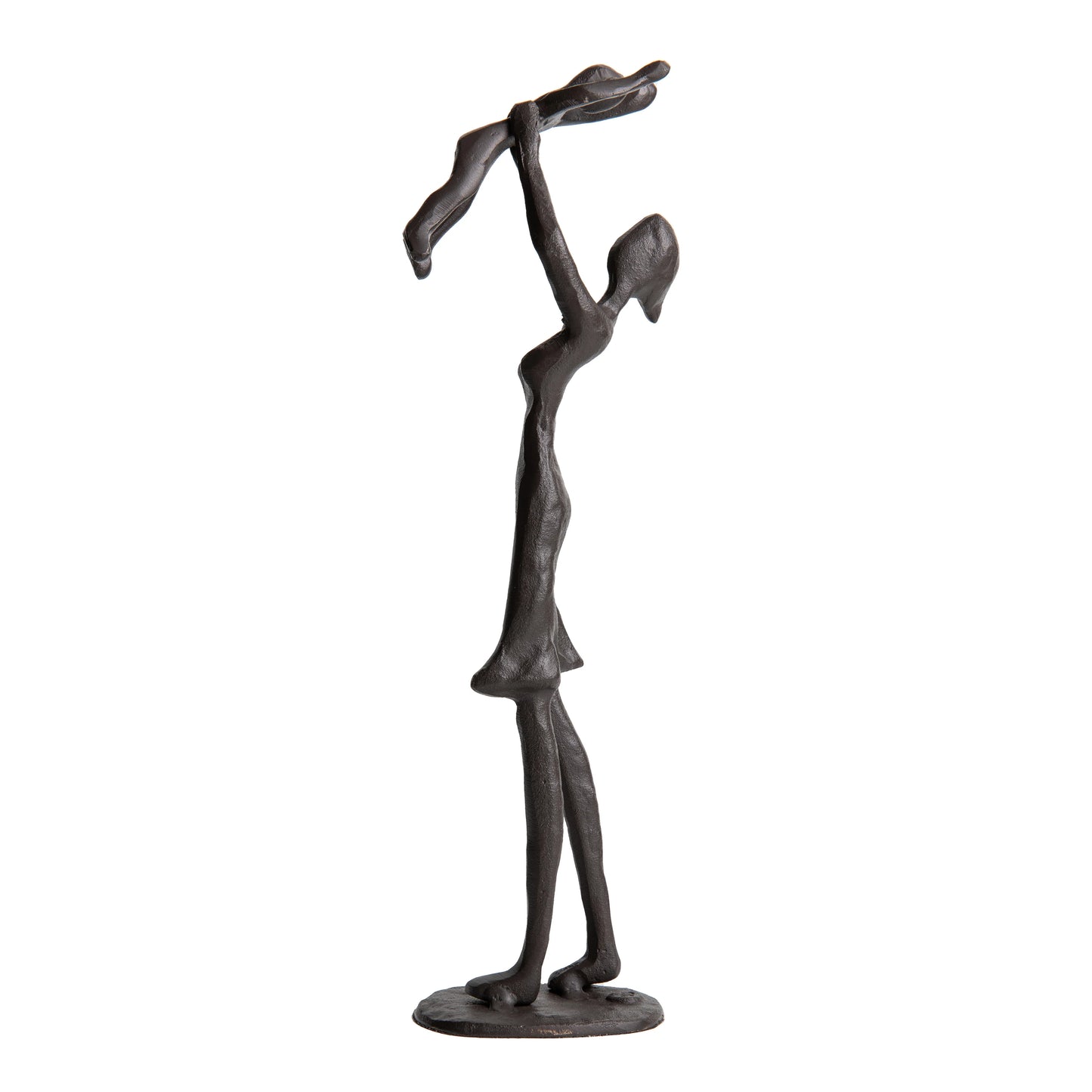Proud Parent Holding Child Up Contemporary Iron Sculpture Statue
