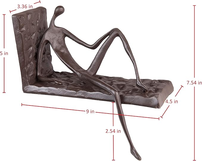 Decorative Cast Iron Single Bookend - Man On Ledge