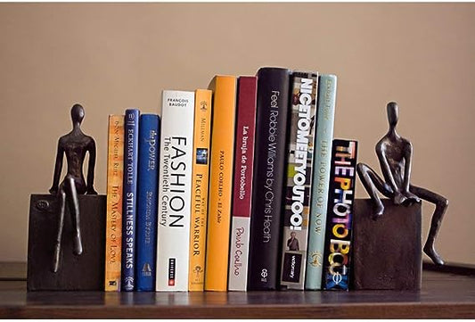Bookend Set with Man and Woman Sitting on a Block