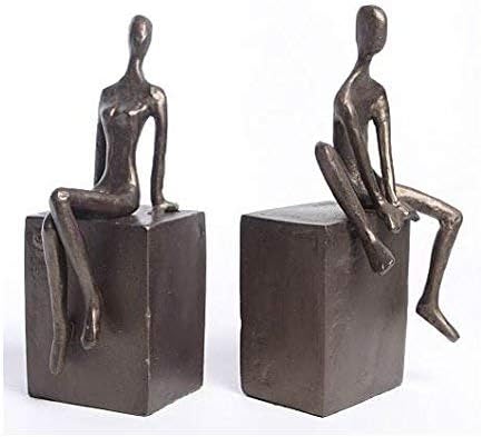 Bookend Set with Man and Woman Sitting on a Block