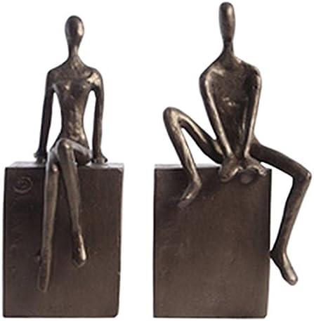 Bookend Set with Man and Woman Sitting on a Block