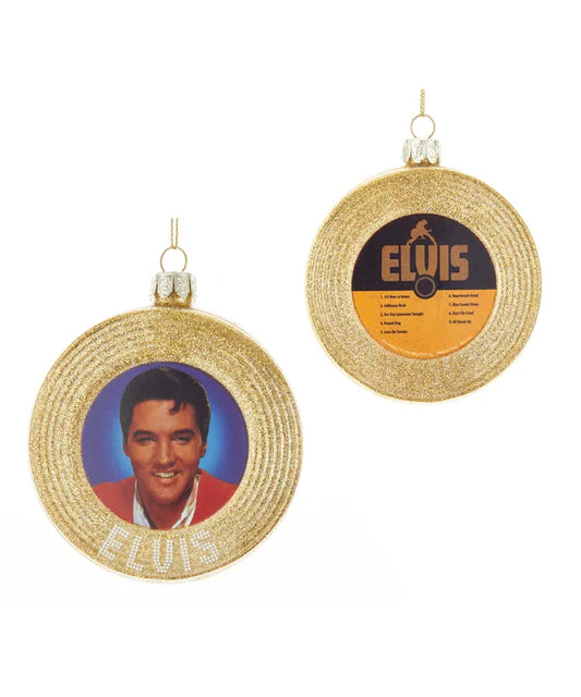 Elvis Glass Gold Record Ornament