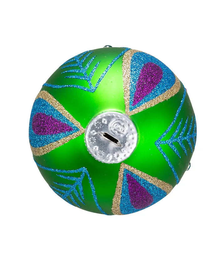Glass Peacock Purple And Green Ball Ornaments