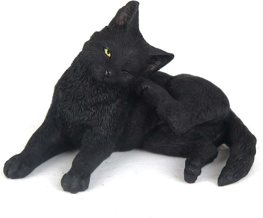 Black Cat Scratching Ear Mini Figurine