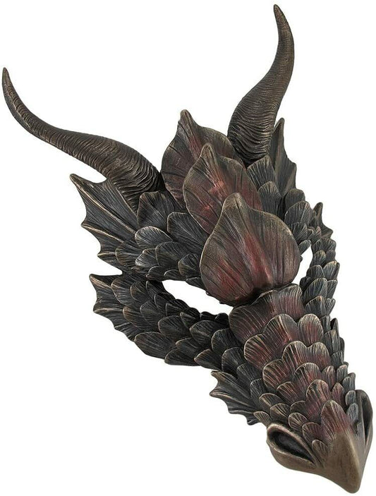 Cold Cast Bronze Dragon Mask Wall Mounted Decorative Plaque