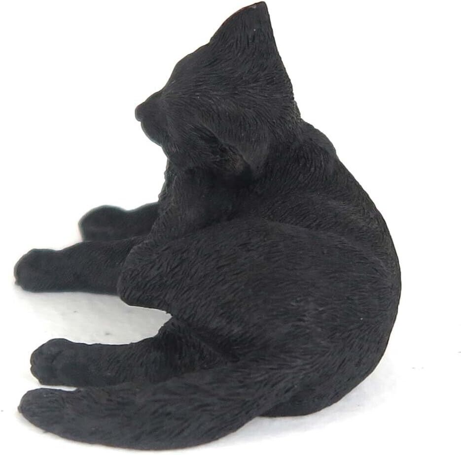 Black Cat Scratching Ear Mini Figurine