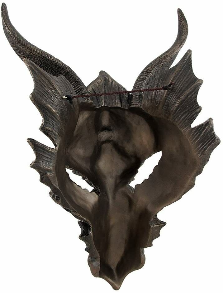 Cold Cast Bronze Dragon Mask Wall Mounted Decorative Plaque