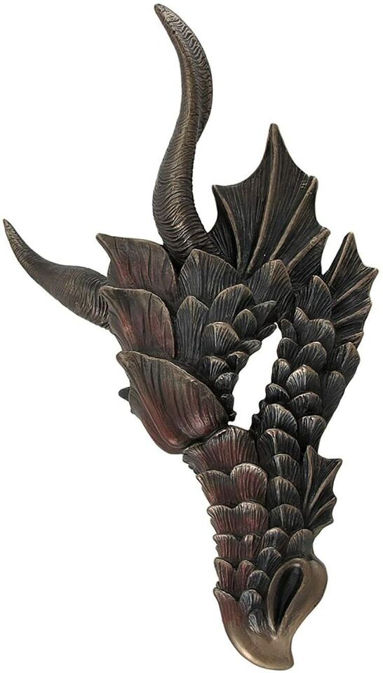 Cold Cast Bronze Dragon Mask Wall Mounted Decorative Plaque