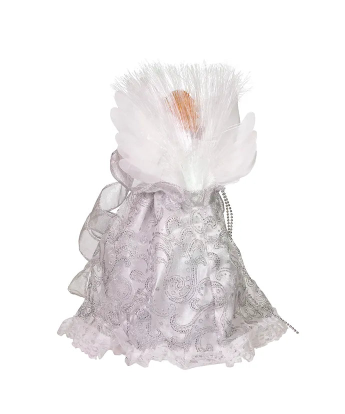 12Inch 7-Light LED Color-Changing Fiber-Optic White And Silver Angel Treetop