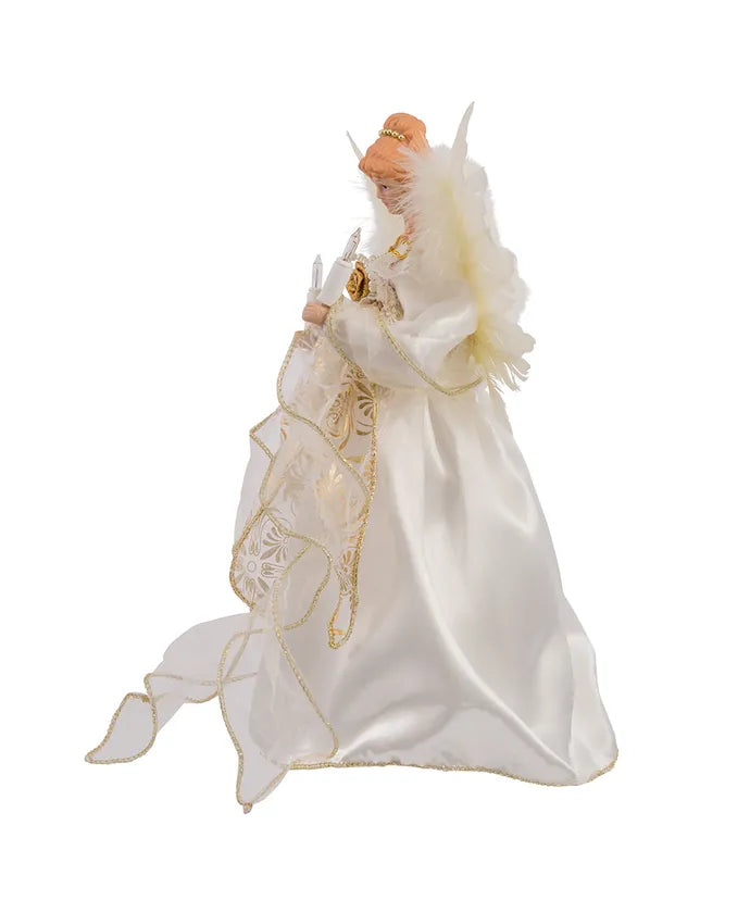 12" UL 10-Light Ivory and Gold Angel Treetop