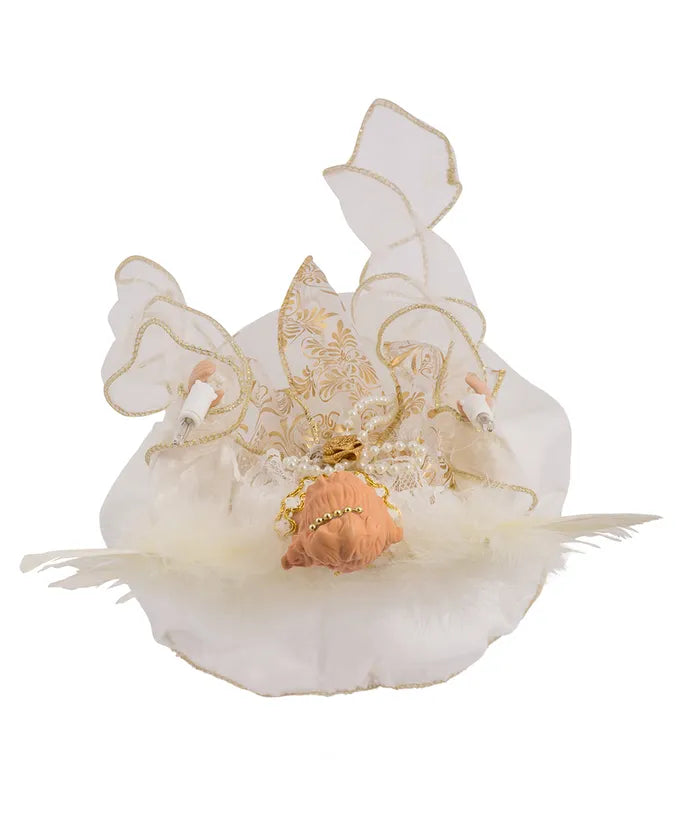 12" UL 10-Light Ivory and Gold Angel Treetop