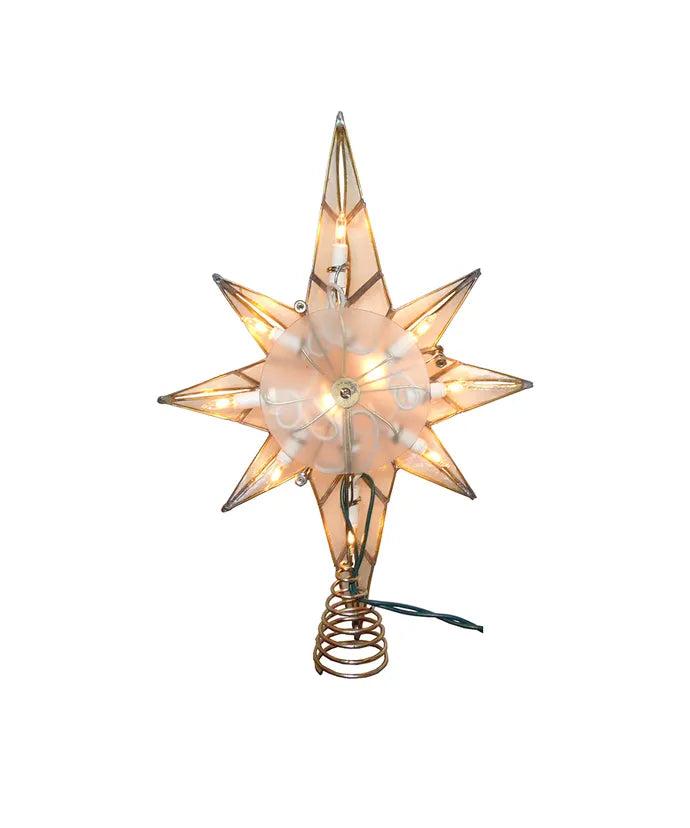 11.4" UL 10-Light Capiz Gold Star Treetop