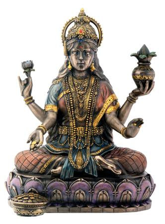 Hindu Goddess Lakshmi On Lotus Statue