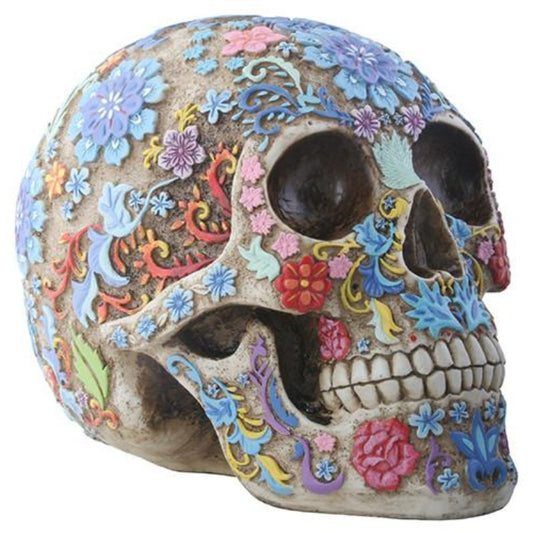 Colorful Floral  Skull Head figure