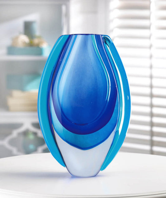 Blue Azure Art Glass Vase