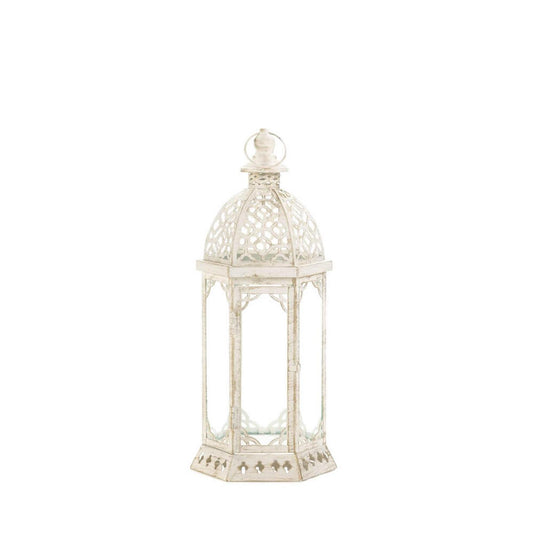 White Graceful Distressed Small Lantern