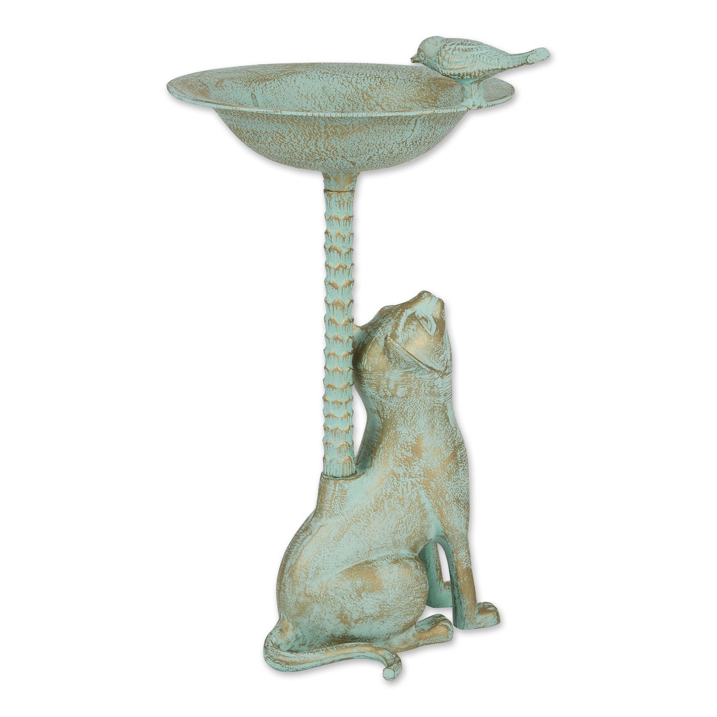 Unique Green Cat Birdbath